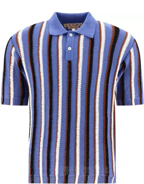 Marni Striped Crocheted Polo Shirt
