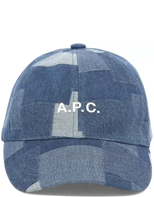 A.P.C. Logo Printed Denim Baseball Cap
