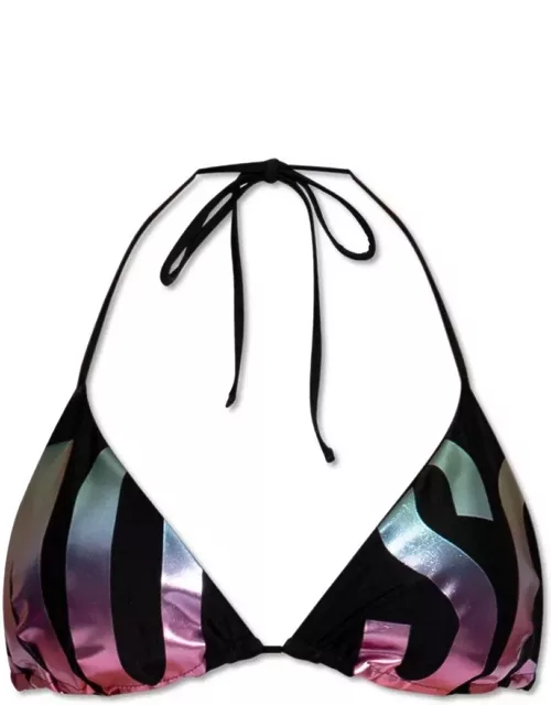 Moschino Logo-printed Rear Tied Halterneck Bikini Top