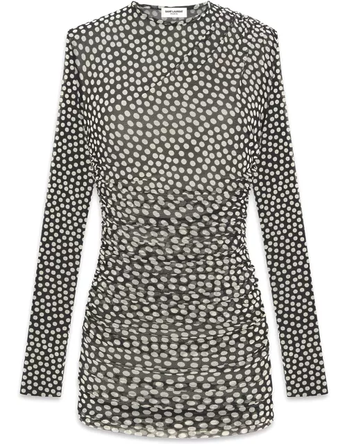 Saint Laurent Dress In Dotted Tulle