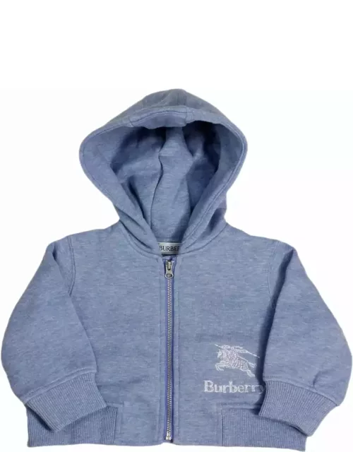 Burberry Full Zip Hooded Sweatshirt With Long Sleeves In Fine Cotton With Logo On The Front