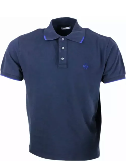 Jacob Cohen Three-button Short-sleeved Polo Shirt In Cotton Piquet With Logo On The Chest And Contrasting Color On The Collar And Sleeve