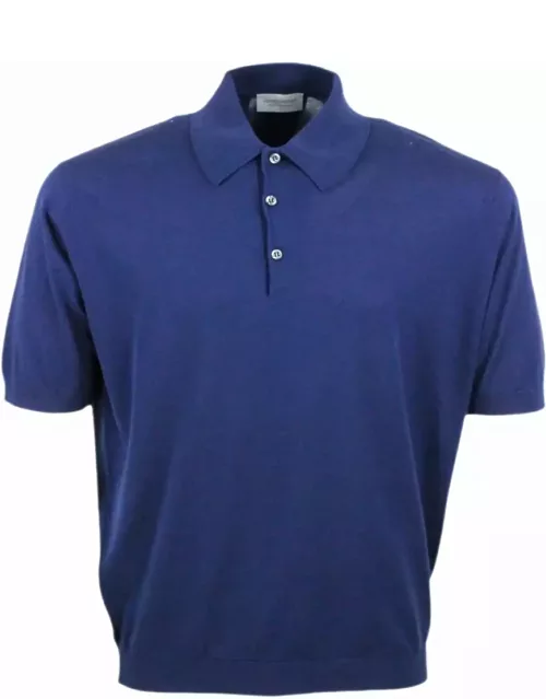 John Smedley Short-sleeved Polo Shirt In Extra-fine Cotton Thread With Three Button
