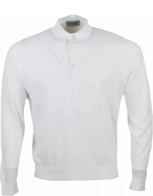 John Smedley Long-sleeved Polo Shirt In Extrafine Cotton Thread With Three Button