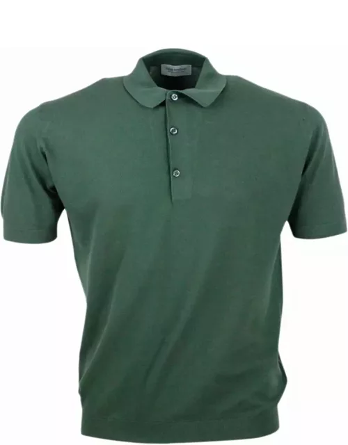 John Smedley Short-sleeved Polo Shirt In Extrafine Piqué Cotton Thread With Three Button