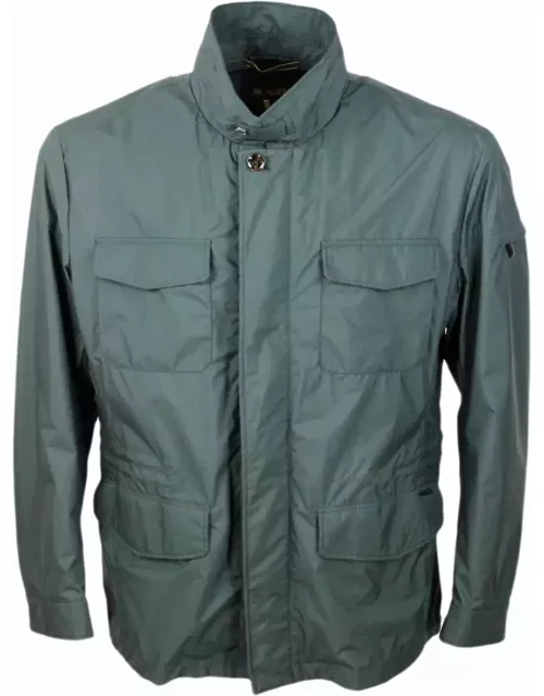 Moorer Fieldsd Jacket Made Of Waterproof Technical Fabric. Patch Pockets On The Chest And Adjustable Drawstring Waist.