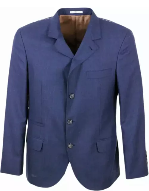 Brunello Cucinelli 3-button Unlined Jacket In Cool Wool Canva