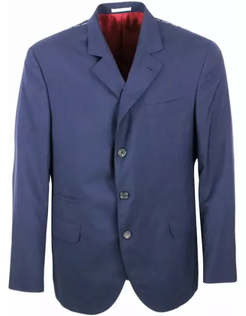 Brunello Cucinelli 3-button Jacket Unlined In Fresh Wool Canva