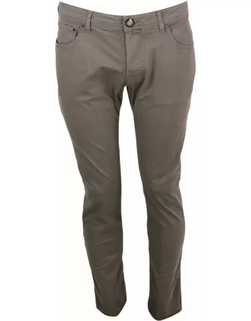 Jacob Cohen Bard J688 Luxury Edition Trousers In Soft Stretch Cotton With 5 Pockets With Closure Buttons And Lacquered Button And Pony Skin Tag With Logo