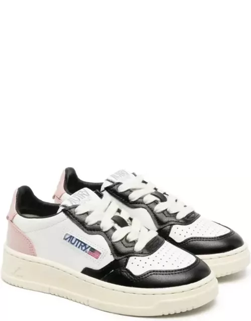 Autry White, Pink And Black Medalist Low Sneaker