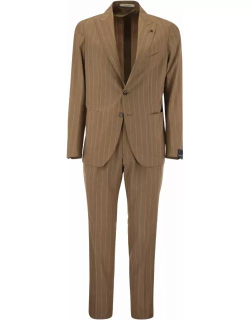 Tagliatore Pinstripe Suit In Wool And Silk