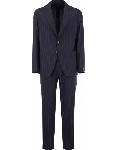 Tagliatore Pinstripe Suit In Wool And Silk