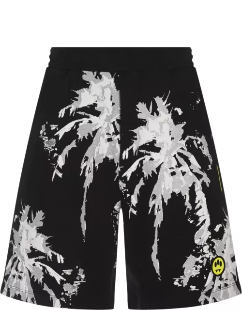 Barrow Black Shorts With Palms Graphic Print