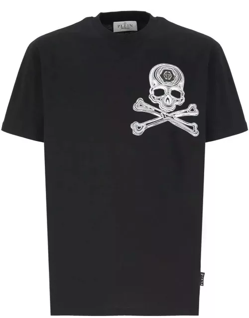 Philipp Plein Skull Bone Printed Crewneck T-shirt