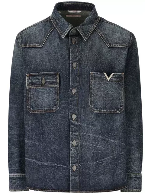 Valentino V-logo Buttoned Denim Jacket