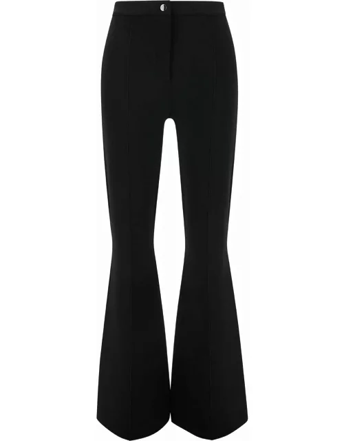 Theory Black Flared Pants With Button Closure In Viscose Blend Woman