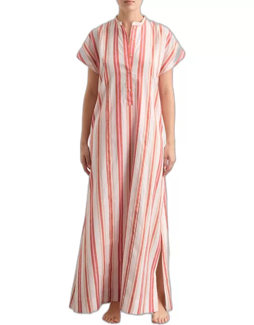 Arezzo Short-Sleeve Organic Linen and Cotton Maxi Coverup Dres