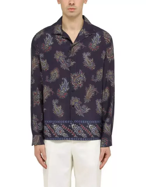 Etro Blue Bowling Shirt With Paisley Pattern