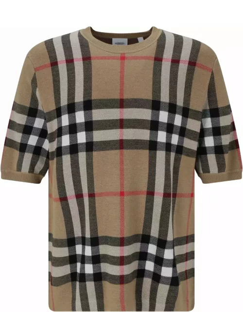 Burberry Wool T-shirt With Vintage Check Print
