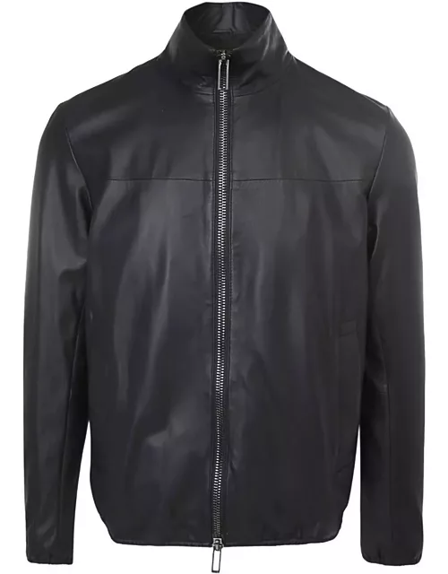 Emporio Armani Zip-up Long Sleeved Leather Jacket