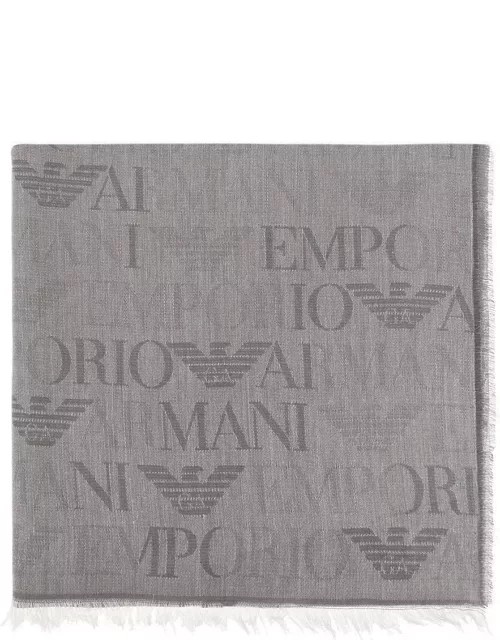 Emporio Armani Logo-jacquard Frayed Edge Scarf