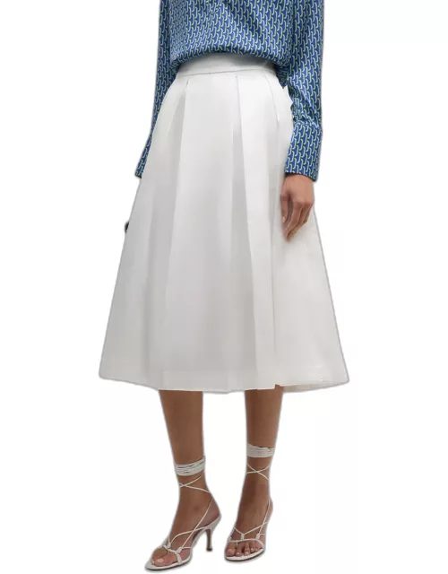 Abey Pleated A-Line Midi Skirt