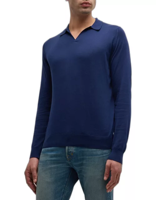 Men's Puck Sea Island Cotton Longe-Sleeve Polo Shirt