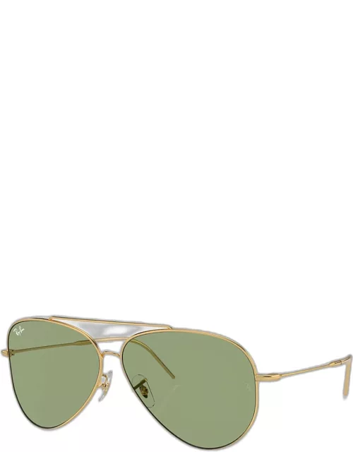 Golden Metal & Plastic Aviator Sunglasse