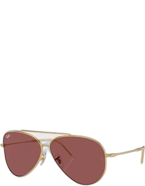 Golden Metal & Plastic Aviator Sunglasse