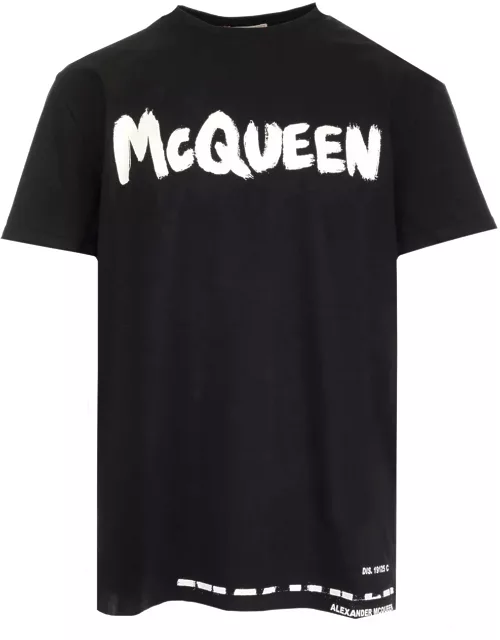 Alexander McQueen Black graffiti T-shirt