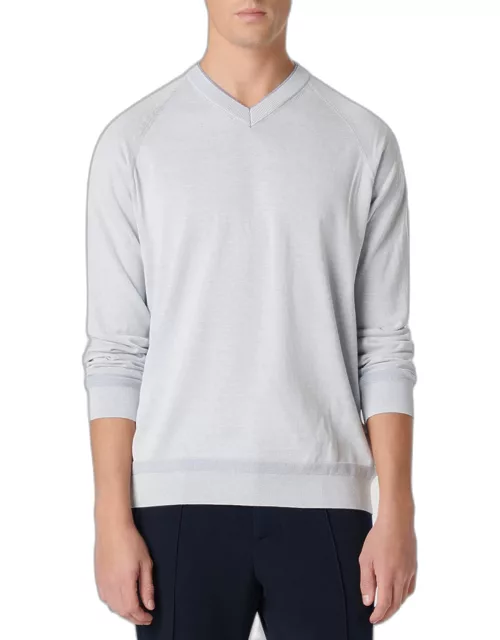 Men's Cotton-Silk V-Neck Sweater