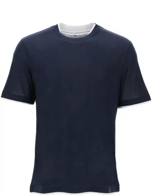 Brunello Cucinelli Layered-effect T-shirt In Silk And Cotton