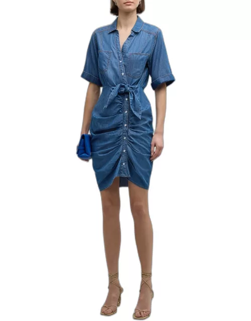 Hensley Ruched Chambray Dres