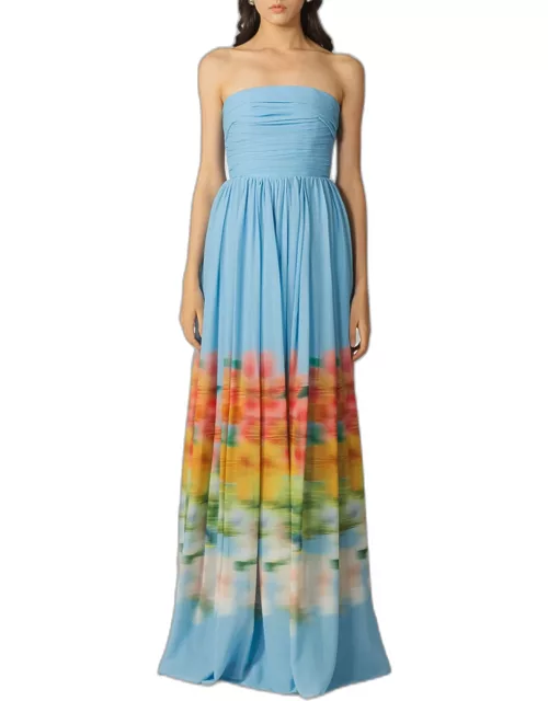 Camille Strapless Abstact-Print Maxi Dres