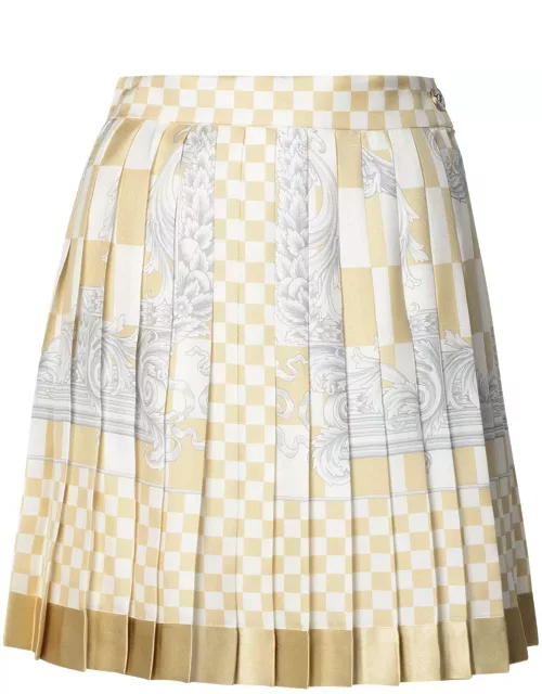 Versace Barocco Checkerboard-printed Pleated Mini Skirt
