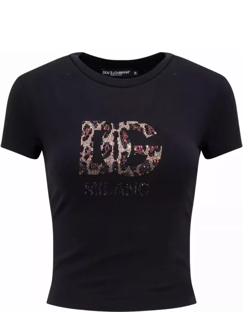 Dolce & Gabbana Rhinestone Logo T-shirt