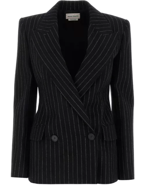 Alexander McQueen Striped Double-breasted Tailored Blazer
