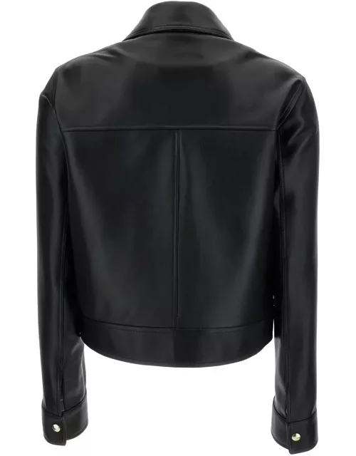 ARMA Black Collar And Zip Jacket In Leather Woman