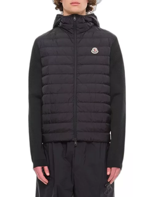 Moncler Down Jacket With Knit Sleeves Black
