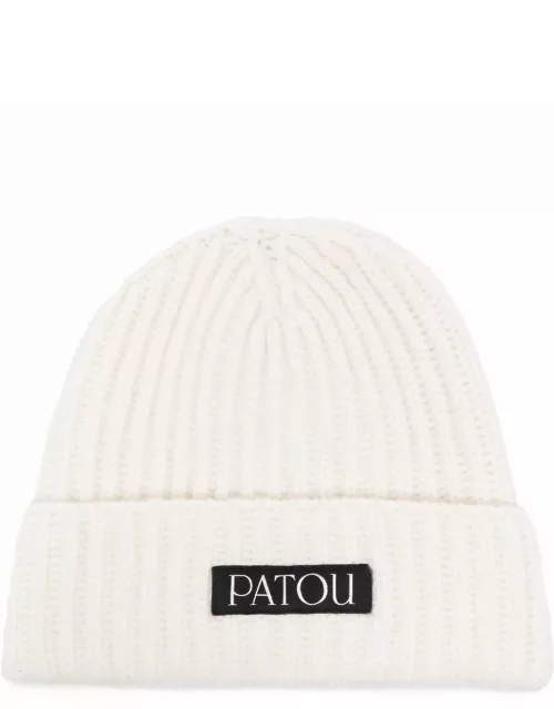 Patou White And Black Wool-cashmere Blend Beanie