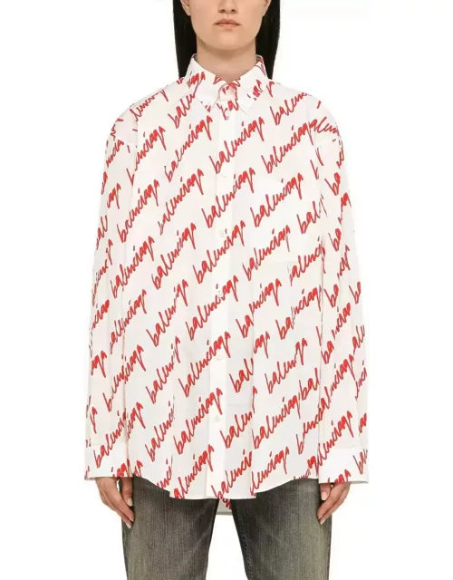 Balenciaga Allover Logo Print Long-sleeved Shirt