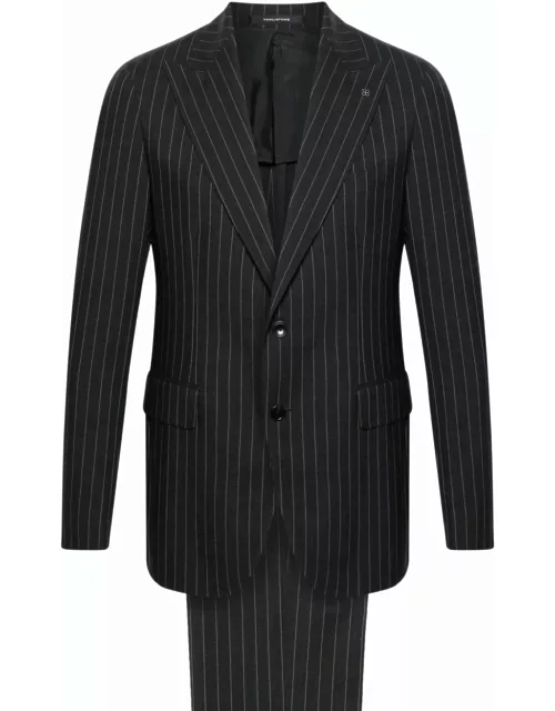 Tagliatore Charcoal Grey Pinstriped Single-breasted Wool Suit