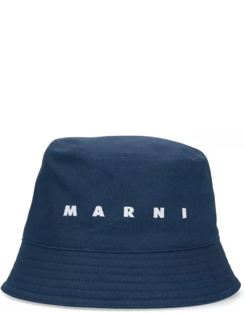 Marni Logo Embroidered Twill Bucket Hat