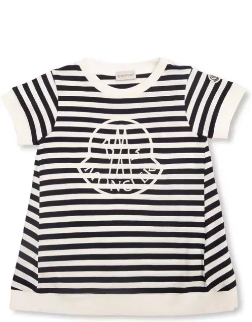 Moncler Logo Embroidered Striped T-shirt