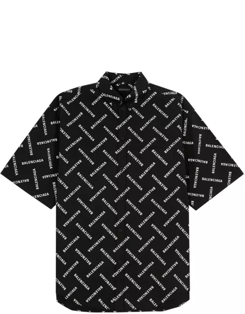 Balenciaga Logo-print Cotton Poplin Shirt - Black - 38 (C15 / S)