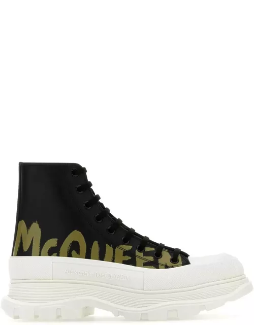 Alexander McQueen Black Leather Tread Slick Sneaker