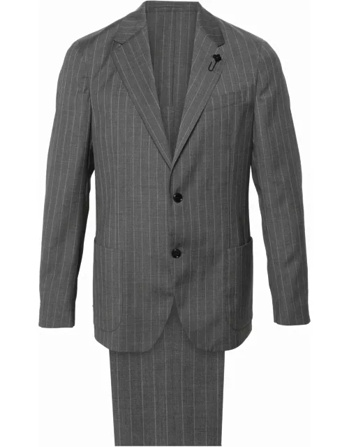 Lardini Pinstriped Single-breasted Wool Suit