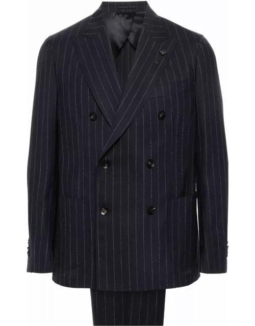 Lardini Pinstriped Double-breasted Wool Suit