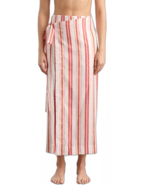 Arezzo Organic Linen Cotton Stripe Maxi Wrap Skirt