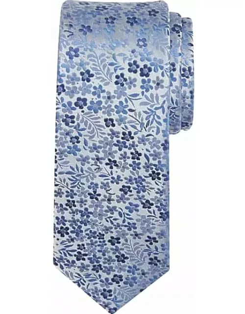 Egara Men's Narrow Petite Floral Tie Blue